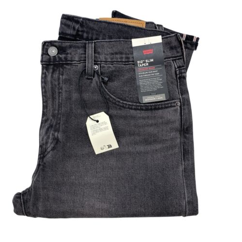 Levi's Premium 512 Slim Taper Selvedge Jeans Stretch Fit Black (34 x 30)