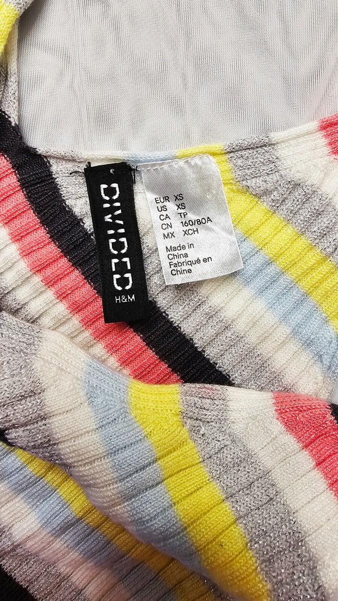 Divided by H&M Womens XS Tank Top striped colorful stripes glitter