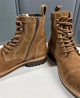Frye Russell Men Sz 9 Tan Leather Suede Cap Boots Lace Zip  display picture 3