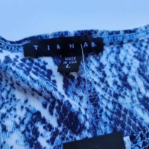 Splendido abito nuovo con etichette TIANA B blu bianco pelle di serpente cambio manica corta elasticizzato taglia L - Foto 15 di 15