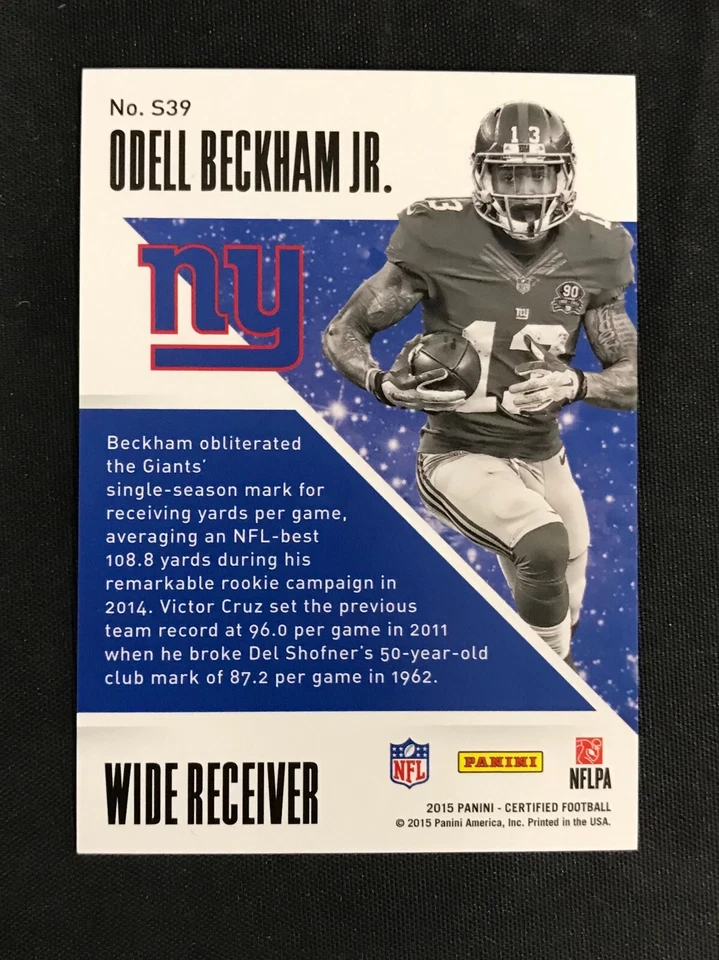 2015 Certified #S39 Odell Beckham Jr Stars Mirror Blue /99 New York Giants - Image 2 of 2