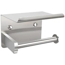Wall Mount Toilet Paper Holder with Shelf for Bathroom Washroom Kitchen