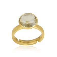 Lemon Topaz Gemstone Adjustable Ring 925 Silver Gold Plated Engagement Jewelry