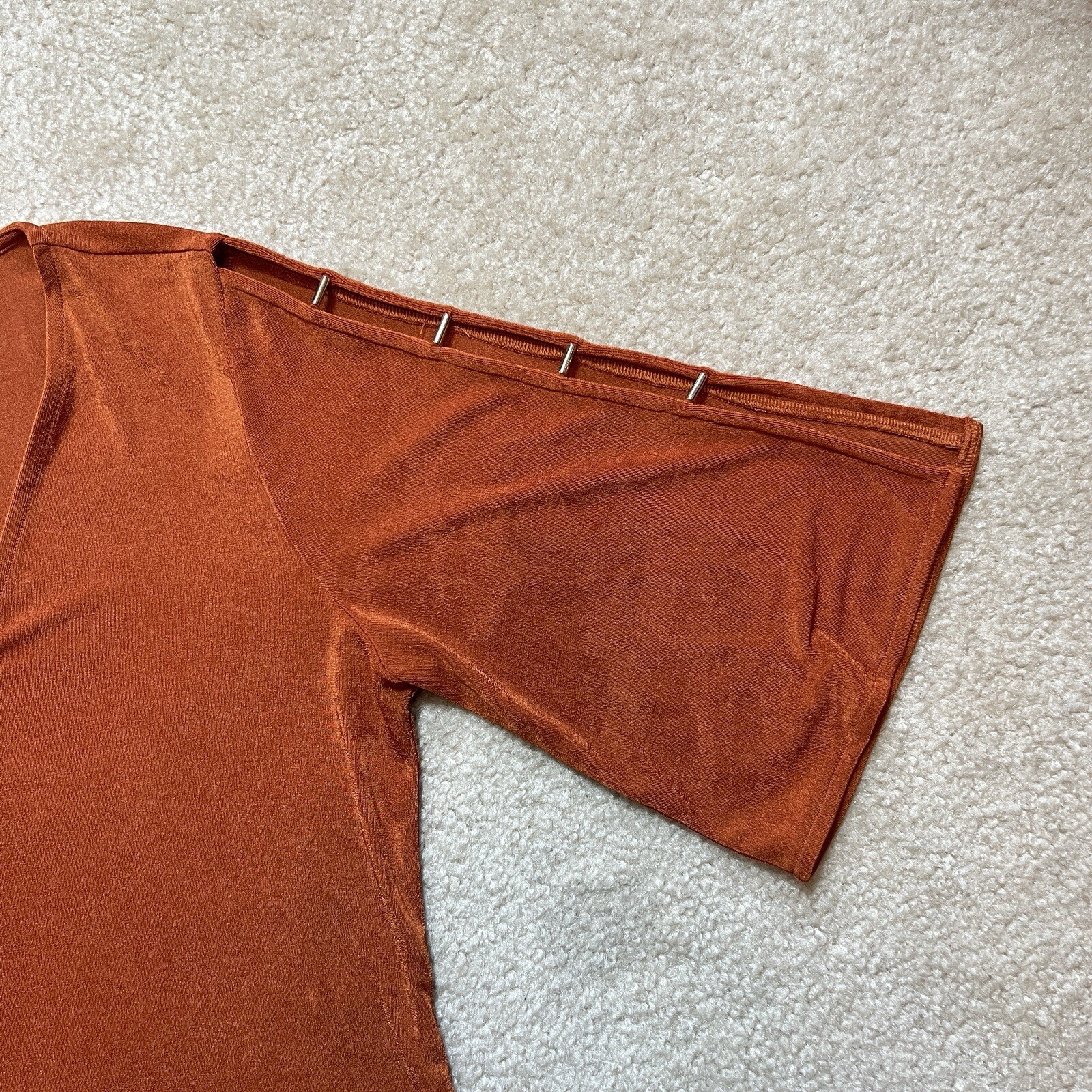 Michael Kors Top Hardware Detail Sleeve Orange Blouse Women's Size S thumbnail 9