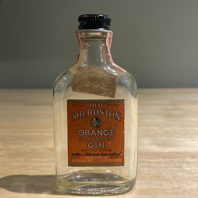 RARE OLD ANTIQUE VINTAGE EMPTY MR. BOSTON ORANGE GIN MINI BOTTLE