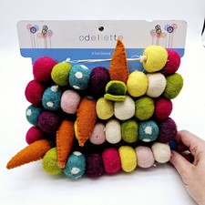 Odellette 6ft GARLAND Felt Ball multi-color Garden Carrots Polka-Dots Easter