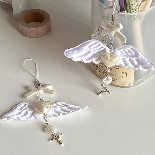 Heart Wing Bowknot Phone Charm Straps Key Hangings Pendants Bag Decoration - Zdjęcie 5 z 8