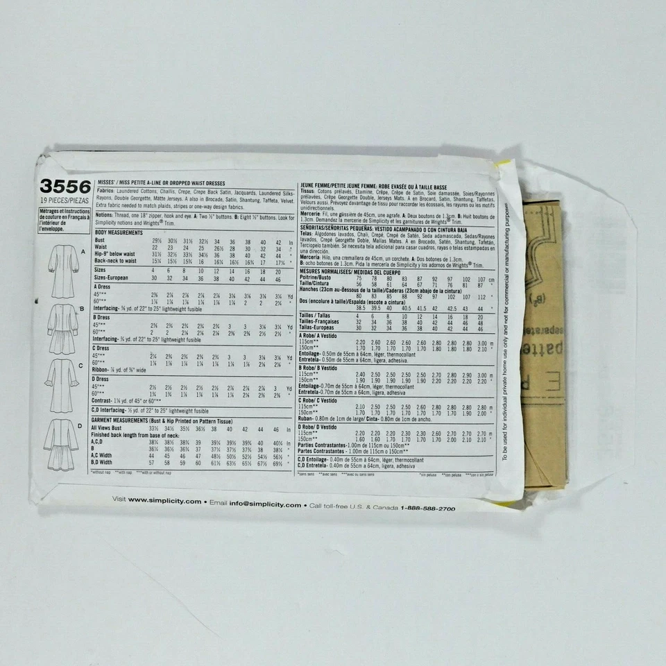 Simplicity 3556 Misses Petite A-Line Dropped Waist Dress Sewing Pattern Sz 4-12  - Image 2 of 4