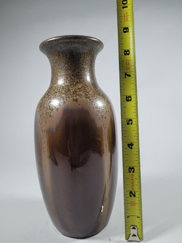 Ashland Ceramic Pottery Drip Glaze Vase Gold Brown Glaze 8.25" Tall - Picture 6 of 6