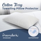 Dreamaker Cotton Terry Towelling Waterproof Pillow Protector Standard 2 Pack