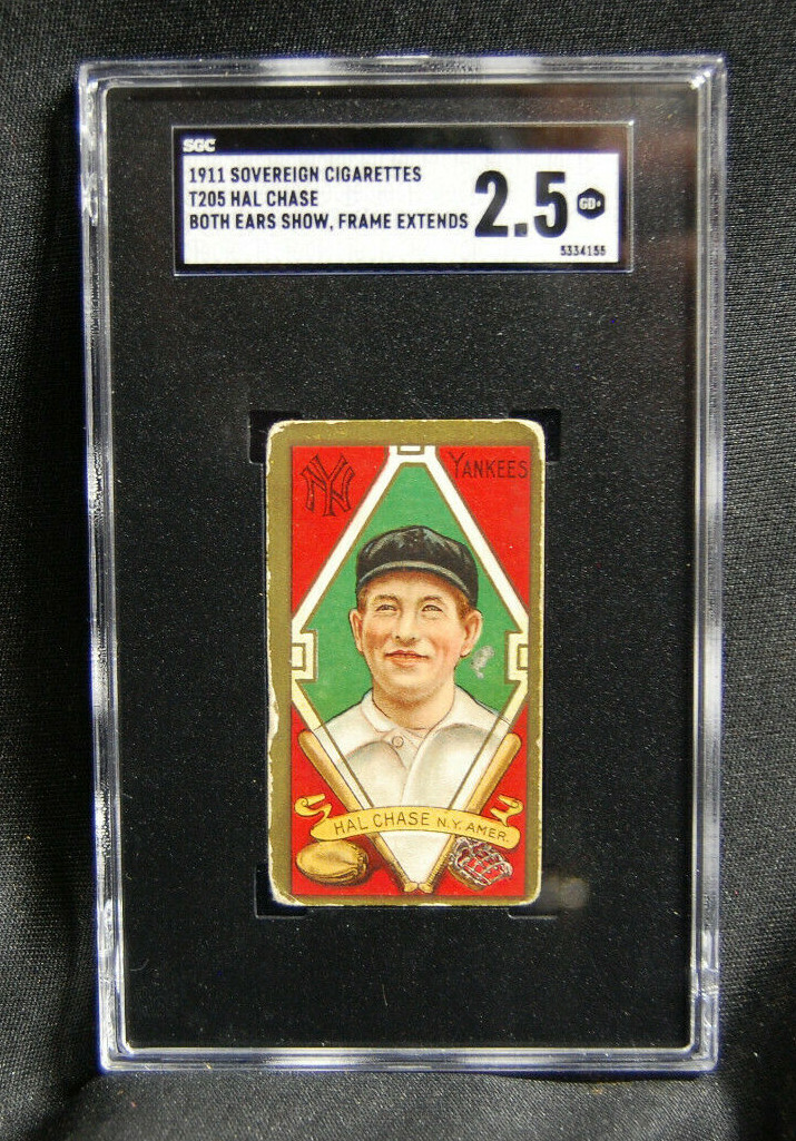 1911 T205 HAL CHASE SGC 2.5 SOVEREIGN BACK YANKEES
