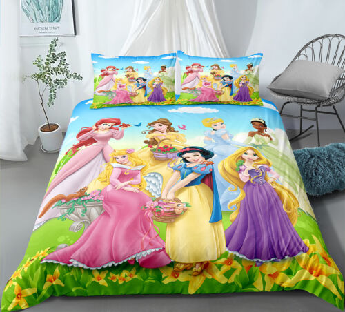Girls Disney Princess Doona Quilt Duvet Cover Single Double Queen Bedding Set - Picture 15 of 40