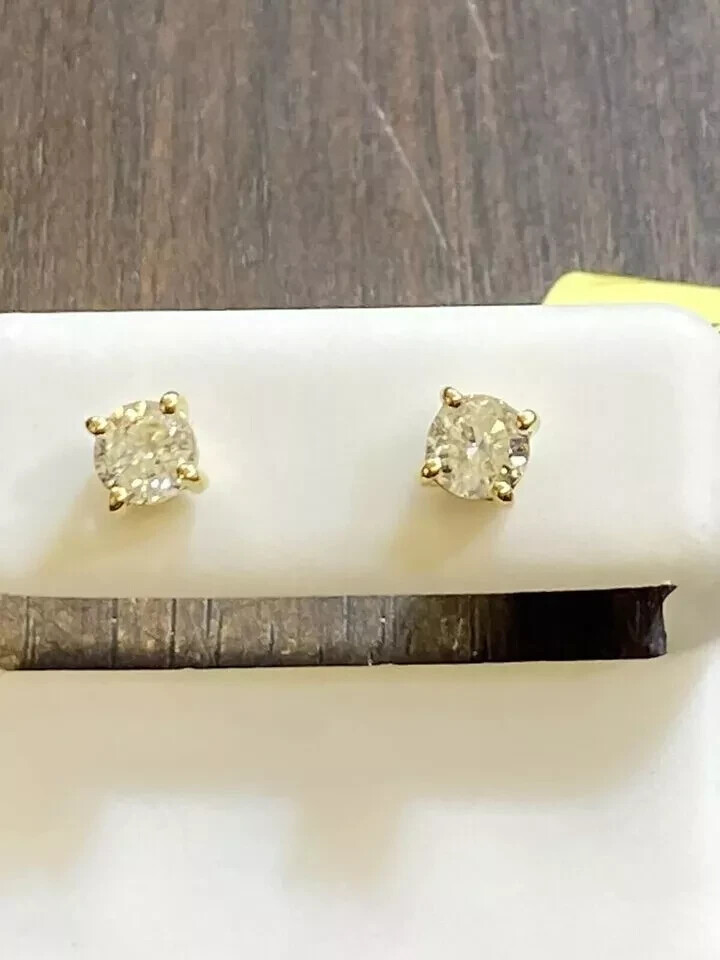14k Yellow Carat Tw Diamond Studs Carat TW Natural Diamond