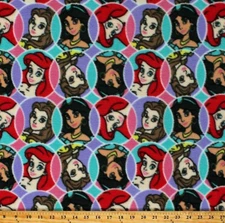 Fleece Disney Princesses Circles Girls Kids Children's Fabric Print BTY A340.16
