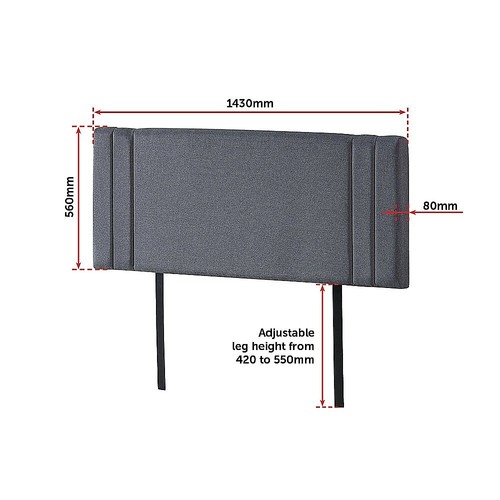 Linen Fabric Double Bed Deluxe Headboard Bedhead Bedroom Furniture - Grey - Picture 6 of 6