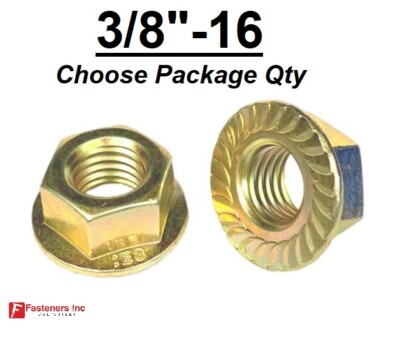 3/8-16 Grade 8 Nylon Insert Flange Lock Nuts - Yellow Zinc, External Hex (Rivercity Fastener)