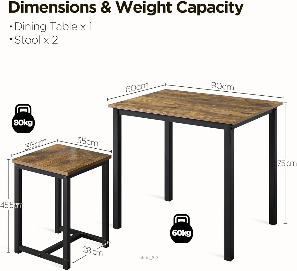 Yaheetech 3 Piece Dining Table Set Kitchen Table & Chair Sets for 2