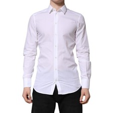 DOLCE & GABBANA Shirt White GOLD Long Sleeve Dress Men Formal 39/US15.5/S 570usd