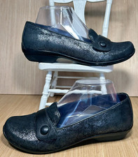 Dansko Olena Loafer Slip On Shoe Flats Black Metallic Leather Women s Size 38