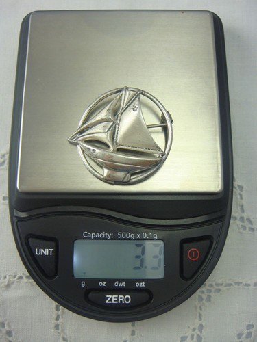 VTG MINIATURE STERLING SILVER SAIL BOAT SHIP PIN BROOCH BY B WEIGHS 3.3 GRAMS - Picture 5 of 6