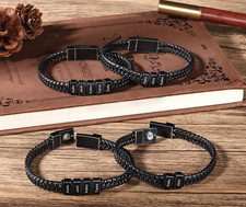 Personalized Engraved Black Chain Stainless Steel Men's Bracelet Up to 5 Names