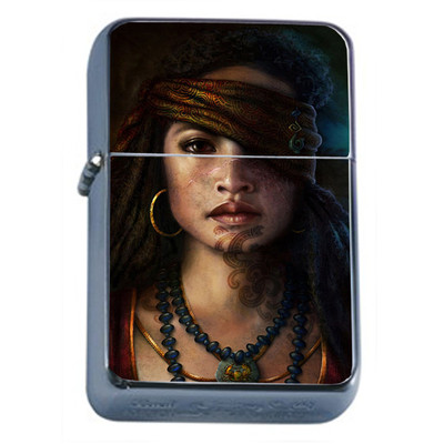 Windproof Refillable Flip Top Oil Lighter Savage Pirate Pin Up D12 Sexy