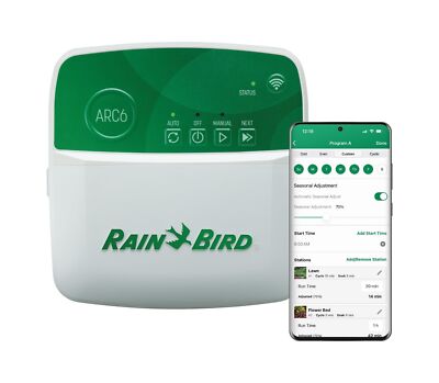 Rain Bird ARC6 App-Based Indoor Smart Irrigation WiFi Timer/Controller, 6-Zon...