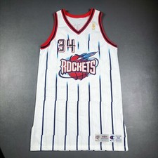 100% Authentic Hakeem Olajuwon Vintage Champion 96 97 Rockets Pro Cut Jersey 