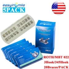 100Braces Orthodontic Dental Brackets Braces Metal MBT/ROTH 022 Slot 3/345Hooks