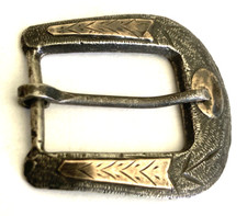 Vintage Sterling Silver Early Mexican Mexico Belt Buckle Western Silver Gold