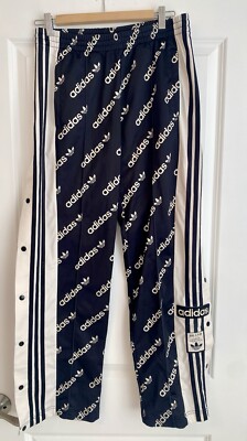Black Adidas Tracksuit Gym Pants Breakaway Snaps Adibreak Spell Out Womens Small