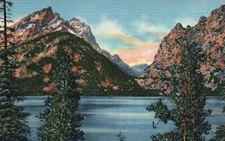 Postcard - Grand Teton and Saddle from Jenny Lake, Grand Teton National Park