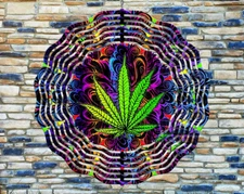 10" Marijuana Pot Leaf Wind Spinner Yard Decor 3D Garden Aluminum  rws-170