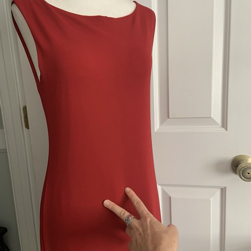 Lafayette 148 New York Damen Midi Rot Kleid Cross Back Ärmellos Gr. S *defekt - Bild 18 von 18