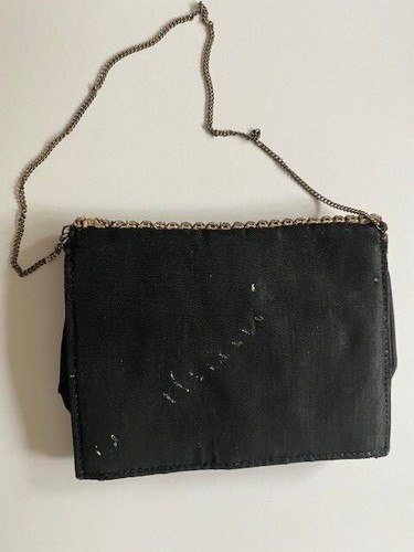 Vintage Art Deco 1920s GATSBY FLAPPER black prong set diamante evening bag purse - Picture 12 of 12