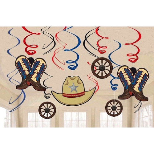23-teiliges Western-Party-Dekoset – Cowboy-Geburtstagsdeko Mit Girlanden, Wirbeln & Flaggen