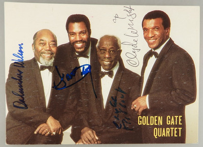 4 Autogramme der Musiker ''Golden Gate Quartett'' in Formation um 1980 (131624)