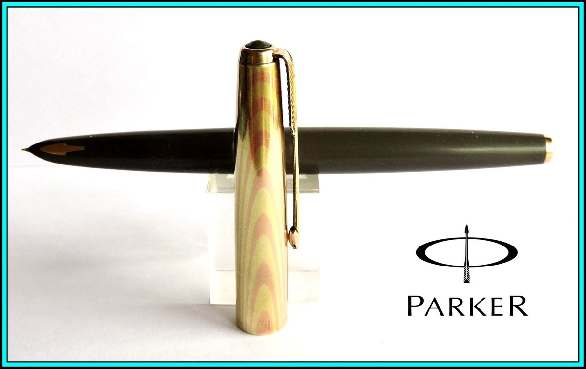 PARKER 61 Fountain Pen GREY 14k GF RAINBOW CAP 14K MEDIUM NIB
