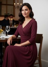 Ann Taylor Fit & Flare Burgundy Dress SZ 0