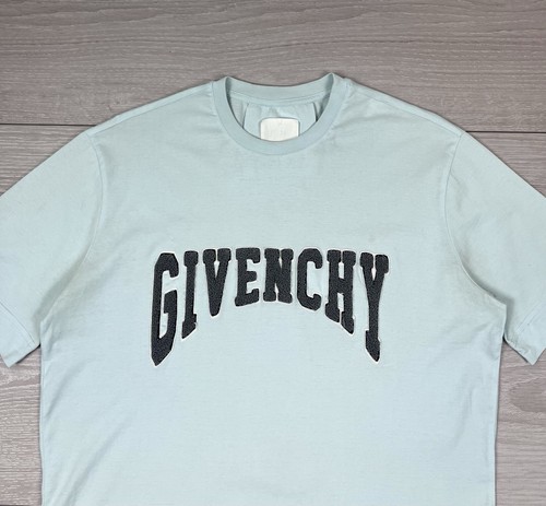 Givenchy Big Logo Blue Cotton Slim Fit Luxury T Shirt XL Size Mens - Picture 4 of 18