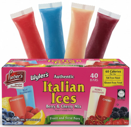 Wyler's Italian Ices Freezer Pops Berry And Cherry Mix Ice Pop, 40 Count
