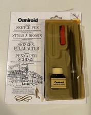 Rare Osmiroid Sketch Pen Set Gold Plated Nib Black Ink New Damaged Box READ
