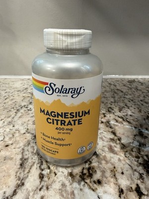 Solaray Magnesium Citrate 400 mg 180 Capsules Bone Health Muscle Support 400mg