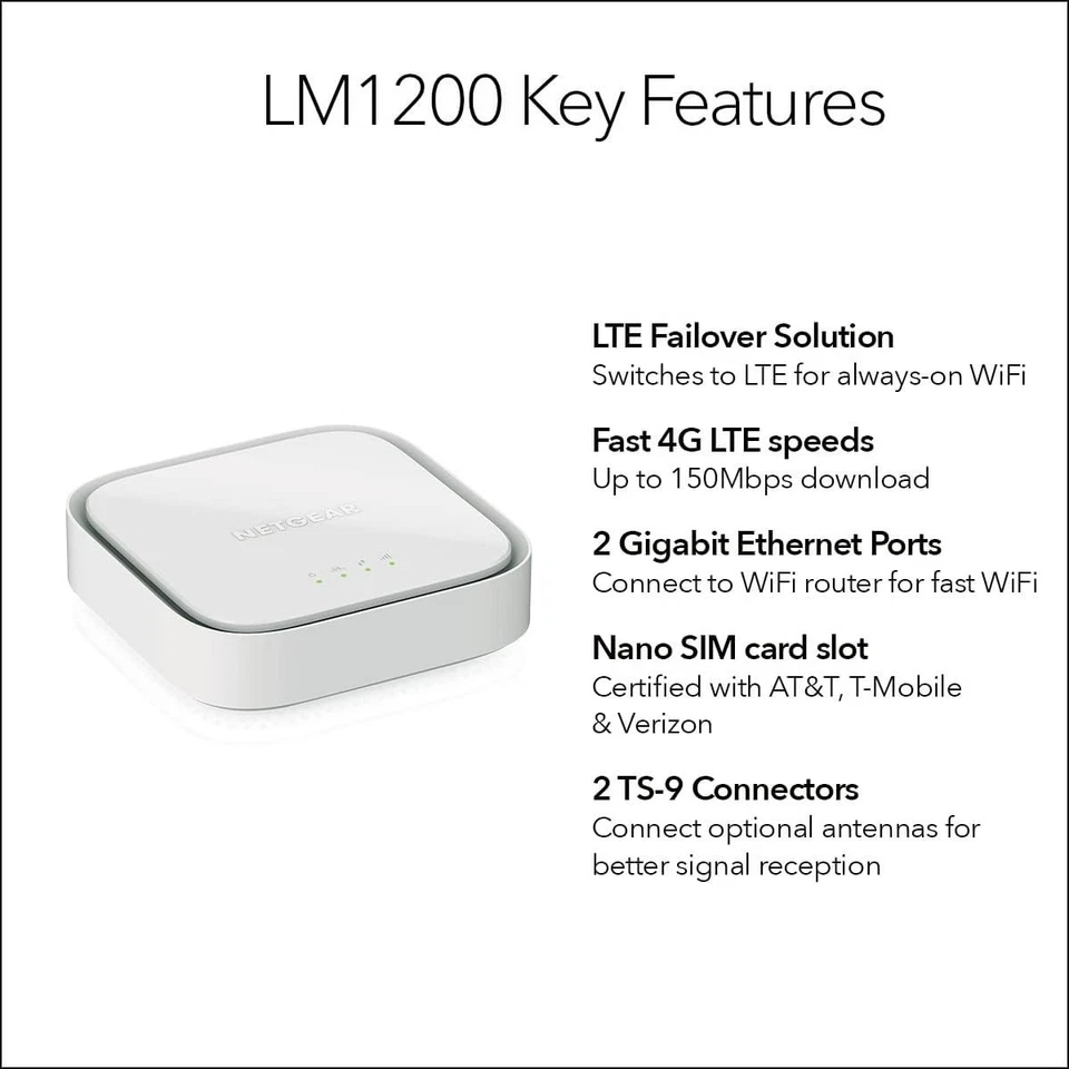NEW NETGEAR 4G LTE Broadband Modem LM1200 Certified with AT&T T-Mobile & Verizon - Image 2 of 4