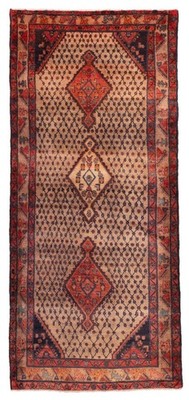 Vintage Hand-knotted Runner Rug 3'9'' x 9'2'' Traditional Oriental Wool Carpet