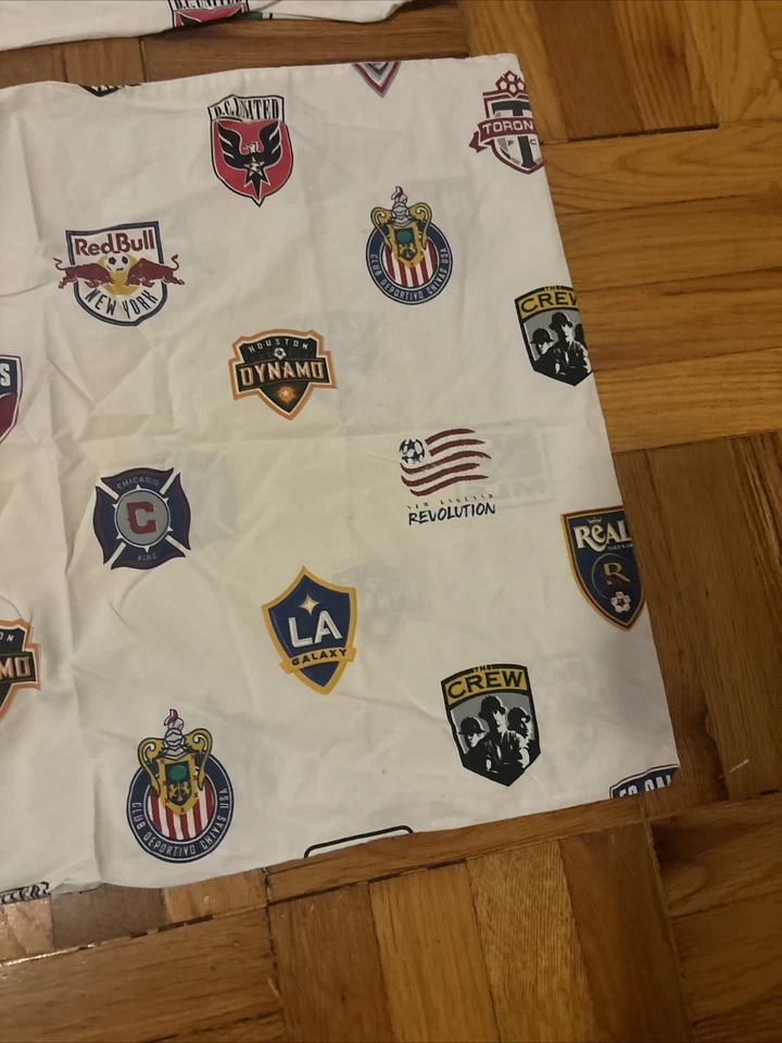 Juego de sábanas vintage Pottery Barn para adolescentes logotipos MLS tamaño completo 4 piezas algodón Foto 3 de 4