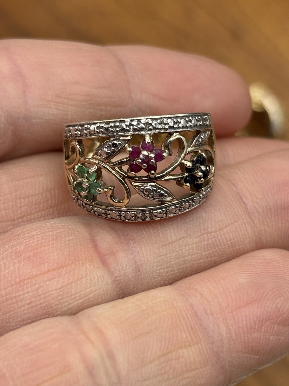 Ross Simons 925 Vermeil Ruby Emerald Sapphire Flo… - image 4