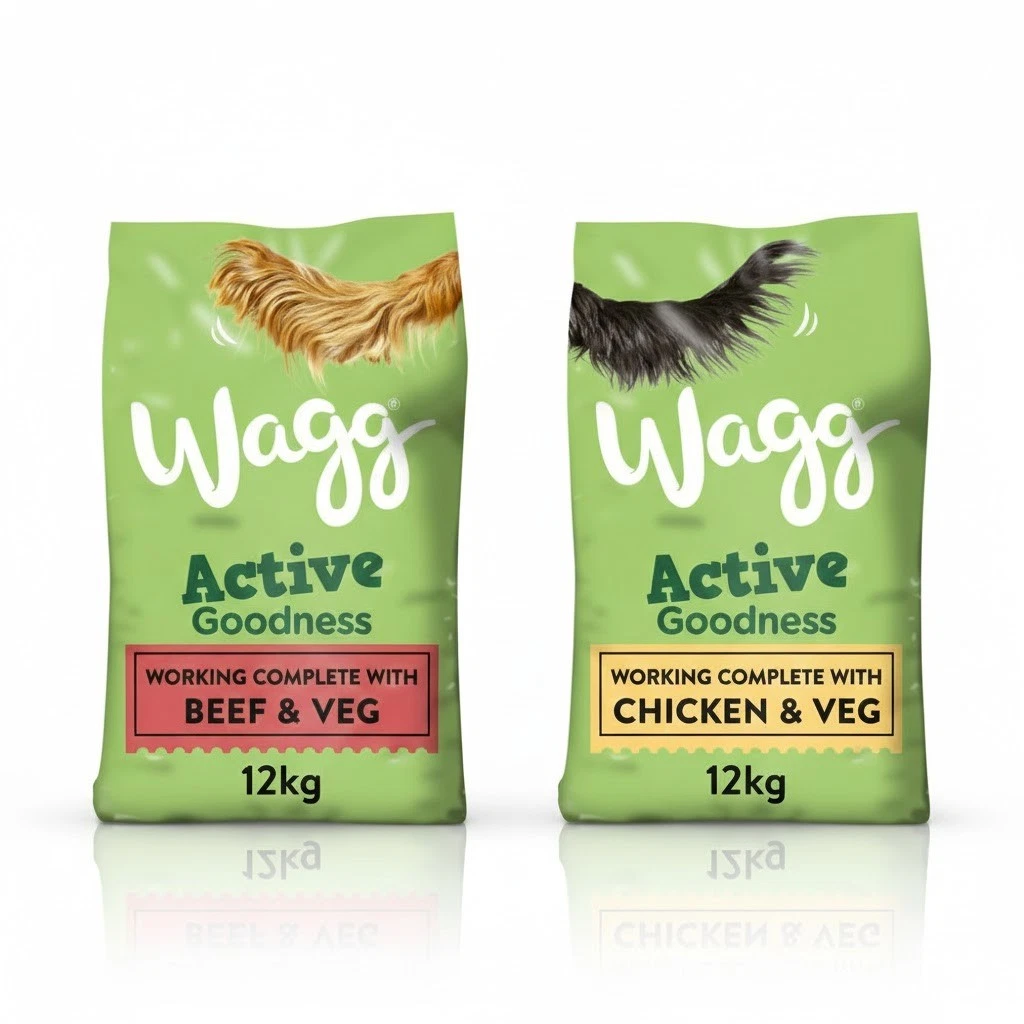 Wagg Active Goodness Working Dog Food 12kg - Beef & Veg or Chicken & Veg Complet