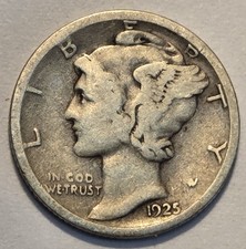 #1 Nicer Low Mintage "good++" 1925 S Winged Liberty Head Mercury Dime