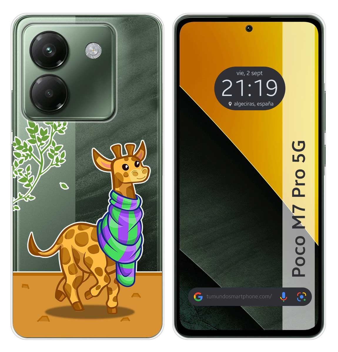 Cover Silicone Trasparente per Xiaomi Poco M7 Pro 5G Disegno Giraffa Disegni
